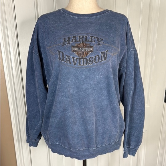 Grand Canyon Harley-Davidson Men's Washed Blue Crewneck Sweater Sz L - Picture 8 of 10